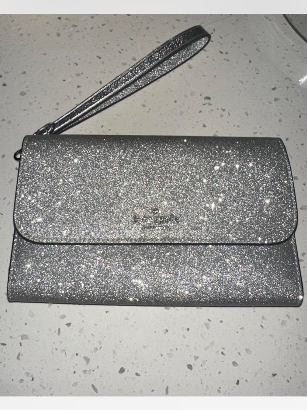 Kate Spade Silver Glitter Wristlet Wallet